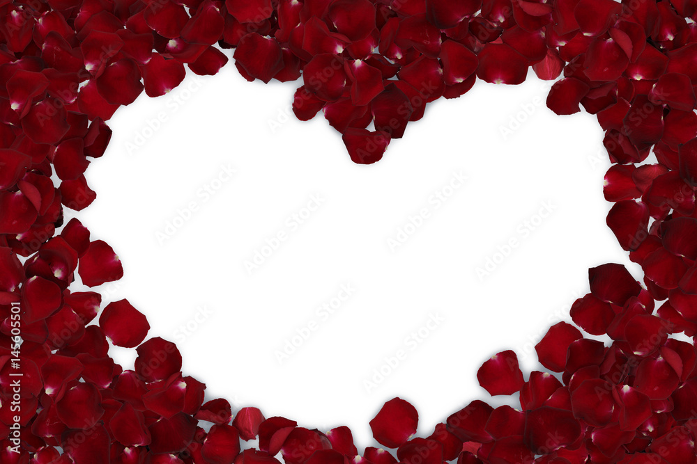 heart shaped frame of red rose petals isolated heart shaped frame of red rose petals isolated