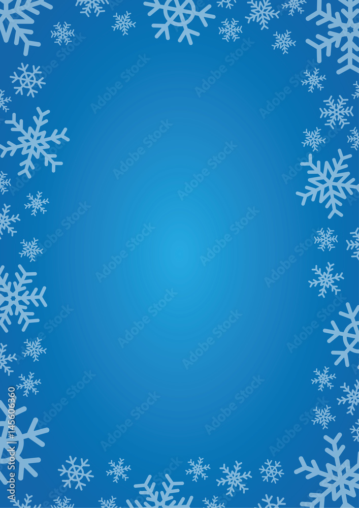 blue background with frame of snowflakes blue background with frame of snowflakes