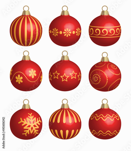 Set of Red Christmas balls