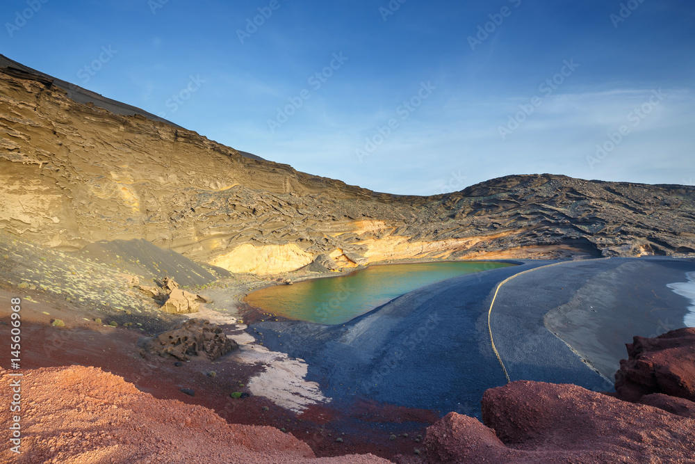 Green Lagoon at El Golfo, Lanzarote Island, Spain