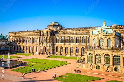 Dresden Cathedral of the Holy Trinity or Hofkirche  Dresden Castle or Royal Palace and Semperoper in Dresden  Saxony  Germany