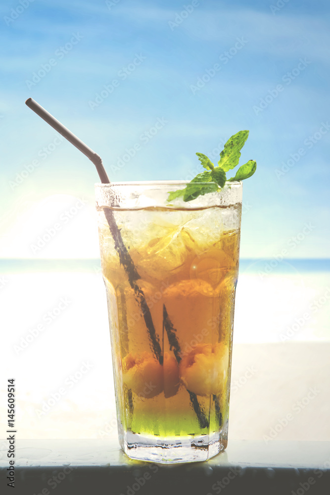 Fresh Lychee juice on beach Fresh Lychee juice on beach
