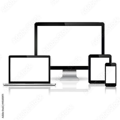 Digital display, laptop, tablet and mobile phone with blank screen