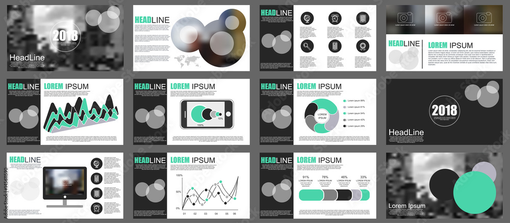 Green and black elements for infographics on white background