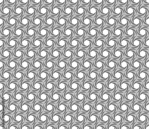 Spiral line geometric seamless pattern. Modern vector tile background with hexagons.