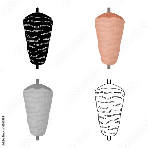 Вoner kebab icon in cartoon style isolated on white background. Meats symbol stock vector illustration