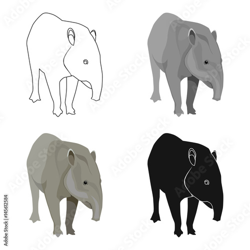 Mexican tapir icon in cartoon style isolated on white background. Mexico country symbol stock vector illustration.