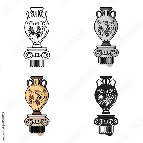 Amphora icon in cartoon style isolated on white background. Museum symbol stock vector illustration.