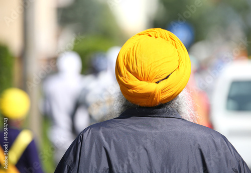 sikh man with turban and long white beard photo