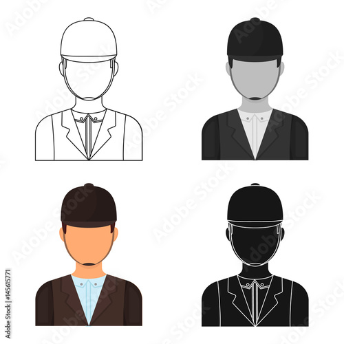 Jockey icon in cartoon style isolated on white background. Hippodrome and horse symbol stock vector illustration.