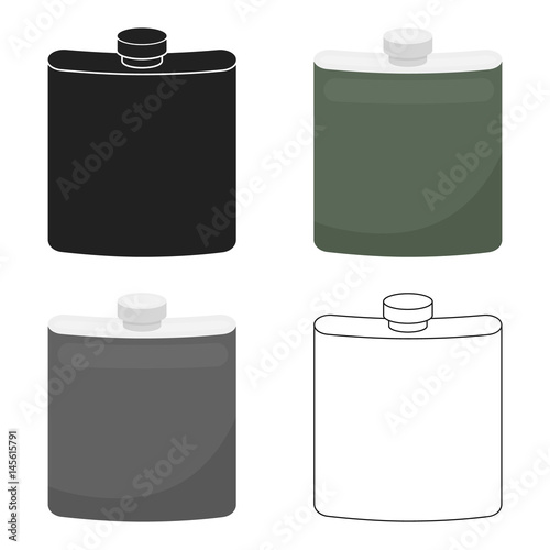 Hip flask icon in cartoon style isolated on white background. Hunting symbol stock vector illustration.