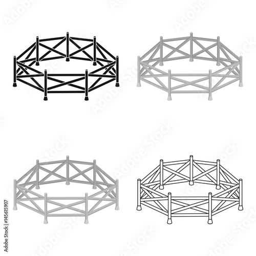 Paddock icon in cartoon style isolated on white background. Hippodrome and horse symbol stock vector illustration.