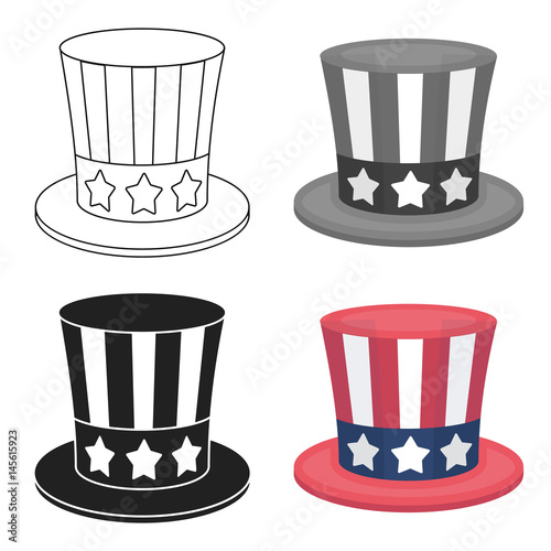 Uncle Sam's hat icon in cartoon style isolated on white background. Patriot day symbol stock vector illustration.