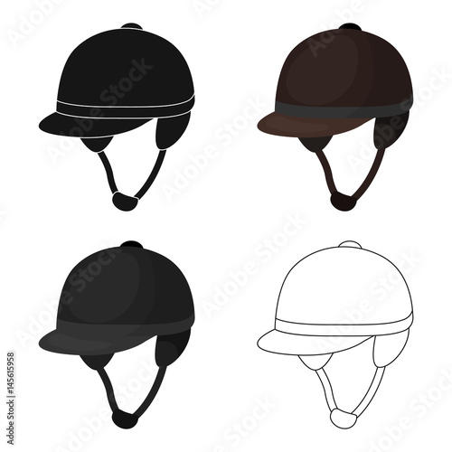 Jockey's helmet icon in cartoon style isolated on white background. Hippodrome and horse symbol stock vector illustration.