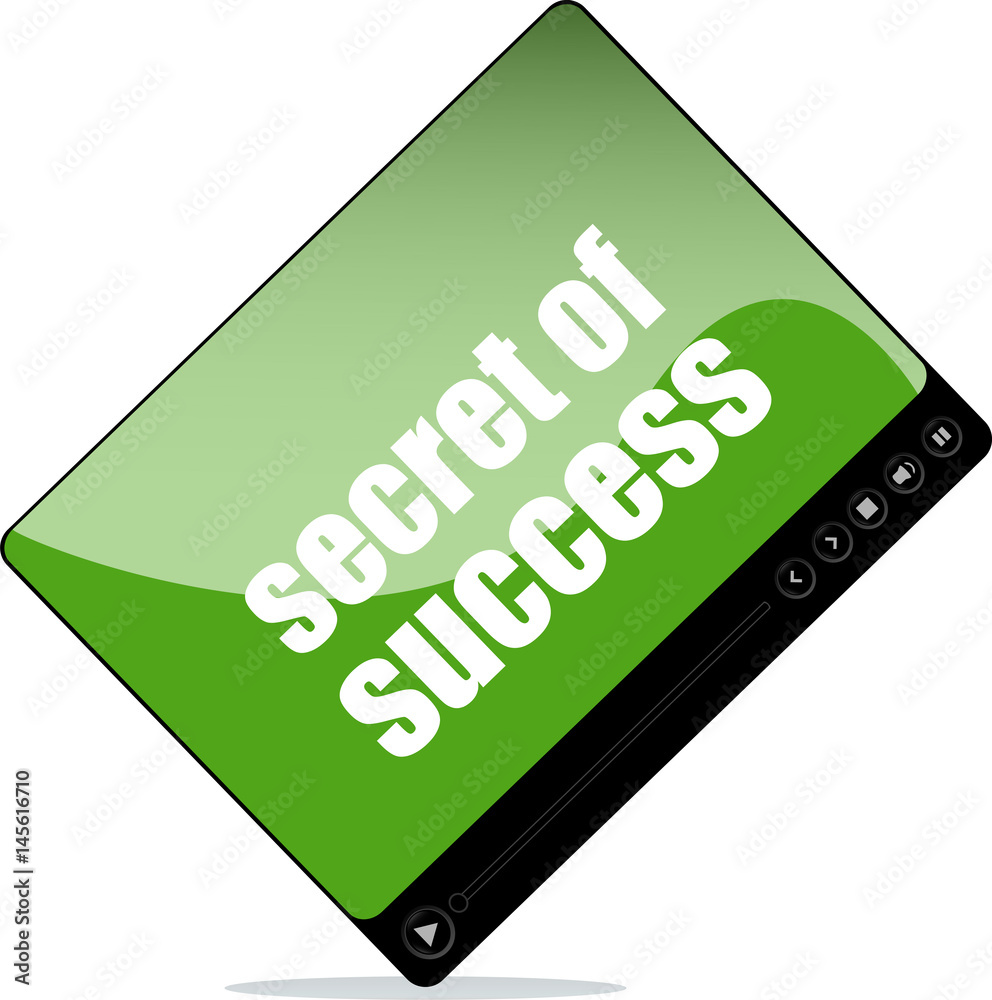 Video player for web with secret of success words Video player for web with secret of success words