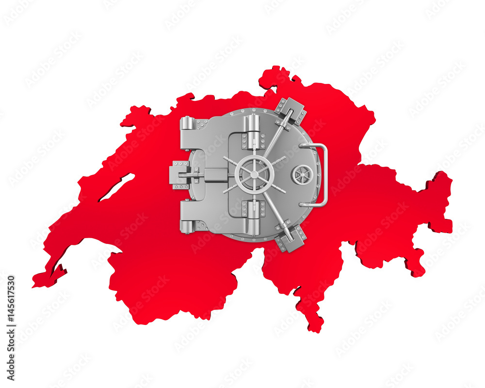 Fototapeta premium Bank Vault Door and Swiss Map