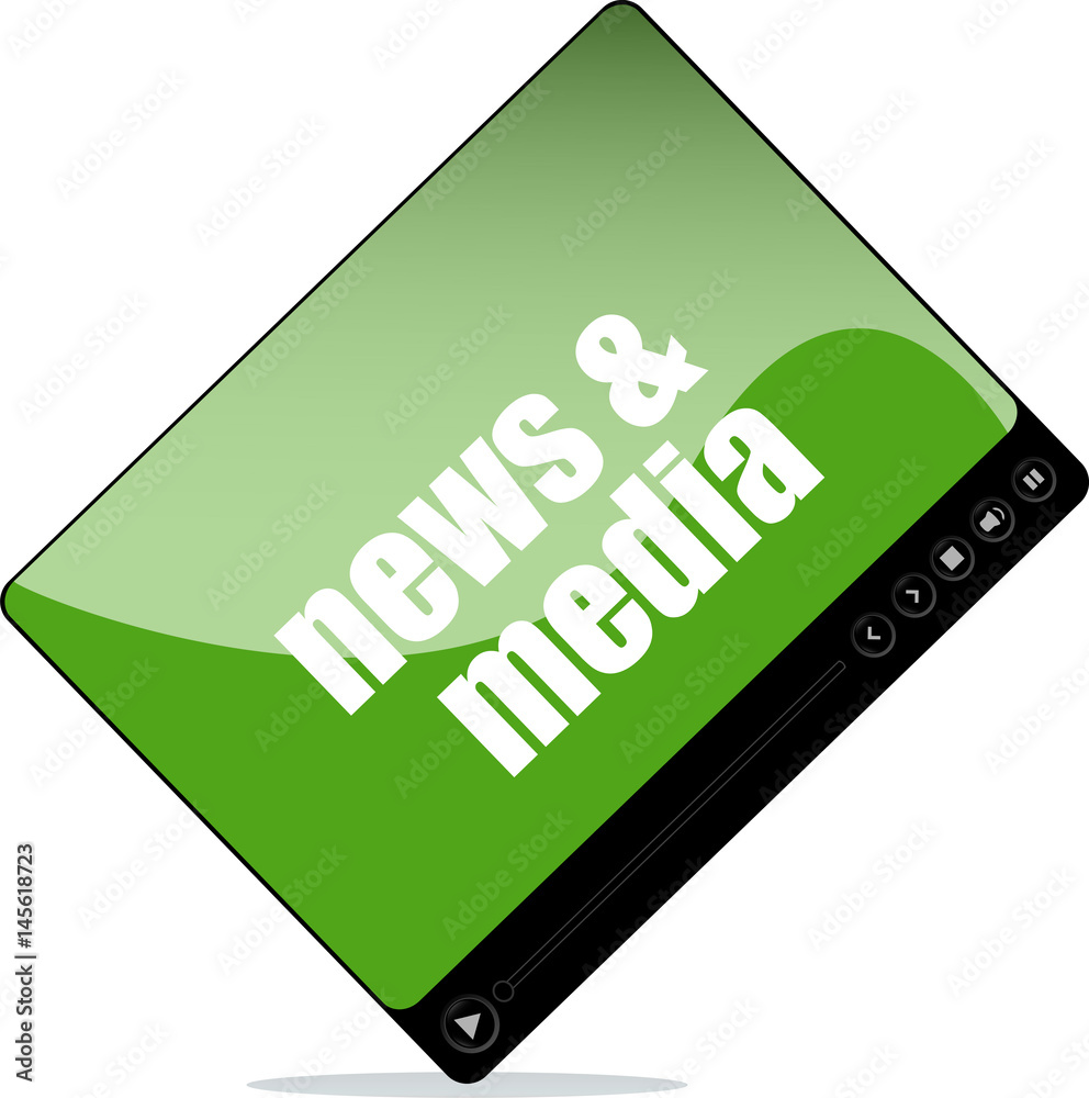 Video player for web with News and media words Video player for web with News and media words