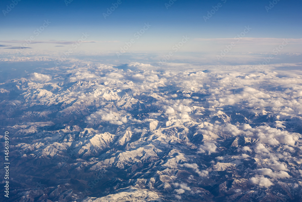 french and spanish pyrenees with snow covered mountains