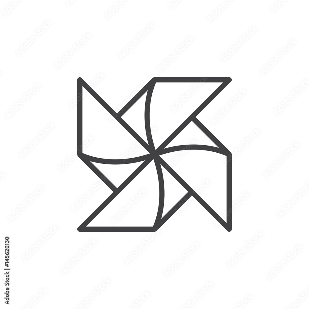 Paper Windmill Pinwheel line icon, outline vector sign, linear style pictogram isolated on white. Symbol, logo illustration. Editable stroke. Pixel perfect Paper Windmill Pinwheel line icon, outline vector sign, linear style pictogram isolated on white. Symbol, logo illustration. Editable stroke. Pixel perfect