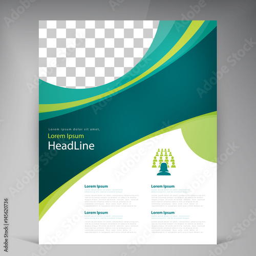 Vector abstract template design leaflet, flyer, poster, brochure, cover with turquoise and green multilayer stripes