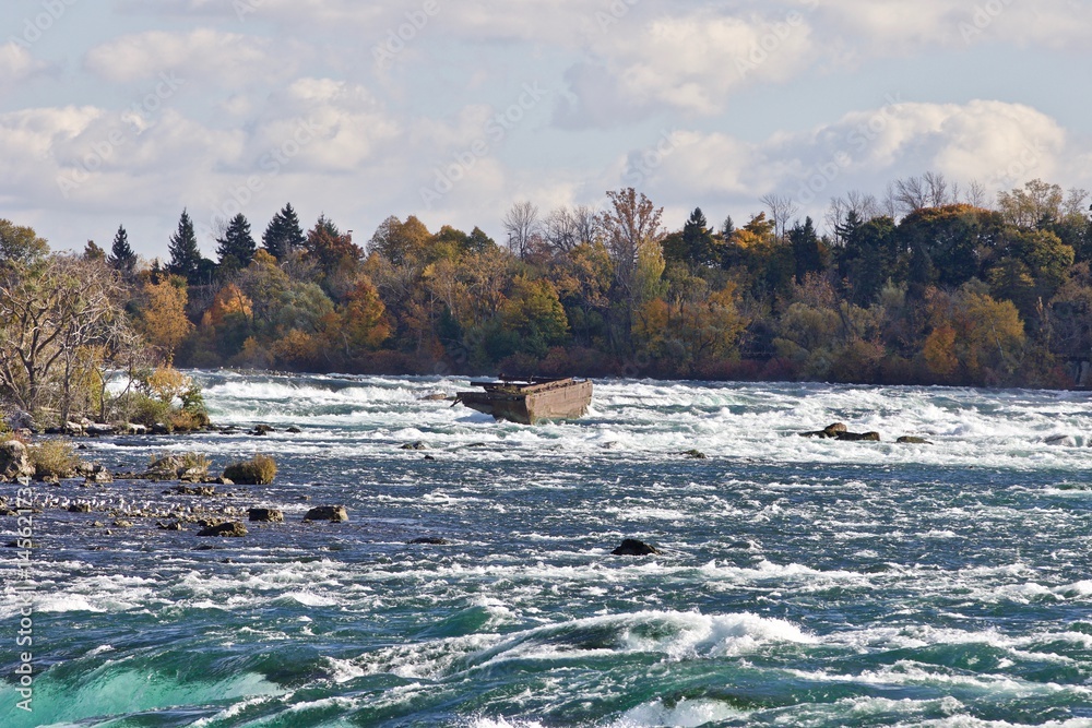 Beautiful postcard of amazing powerful Niagara waterfall