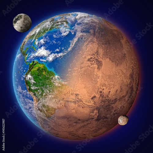 Fototapeta Naklejka Na Ścianę i Meble -   earth and mars in one sphere