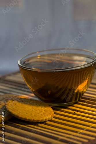 Hoat tea at evening with cookies photo