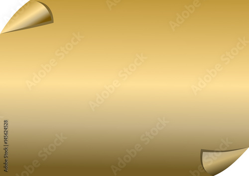 Golden paper with scrolled corners, blank luxurious background for own message, elegant noble overlay template