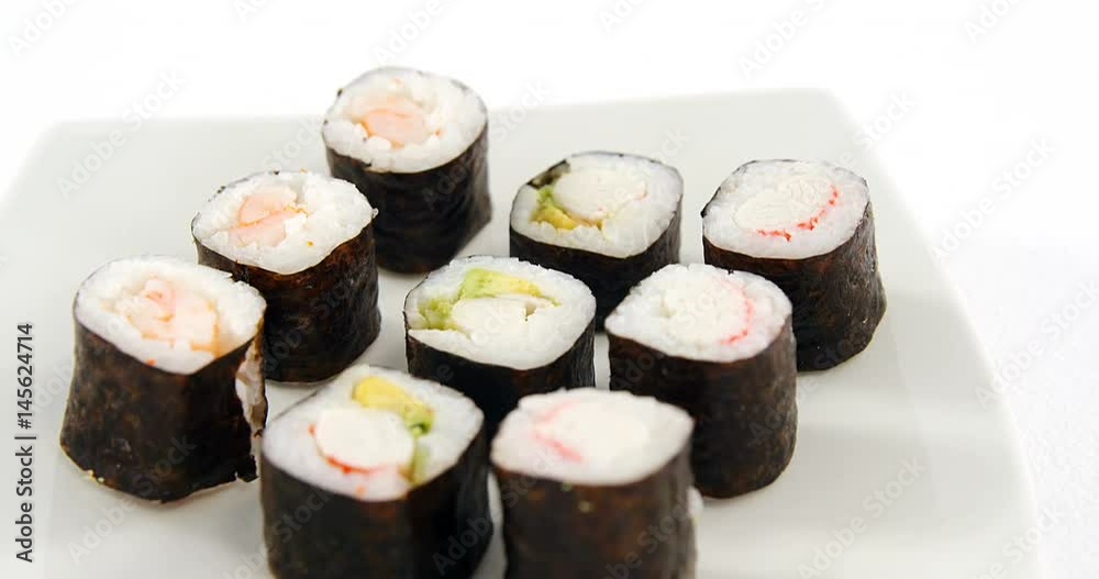 Sushi served on plate Sushi served on plate