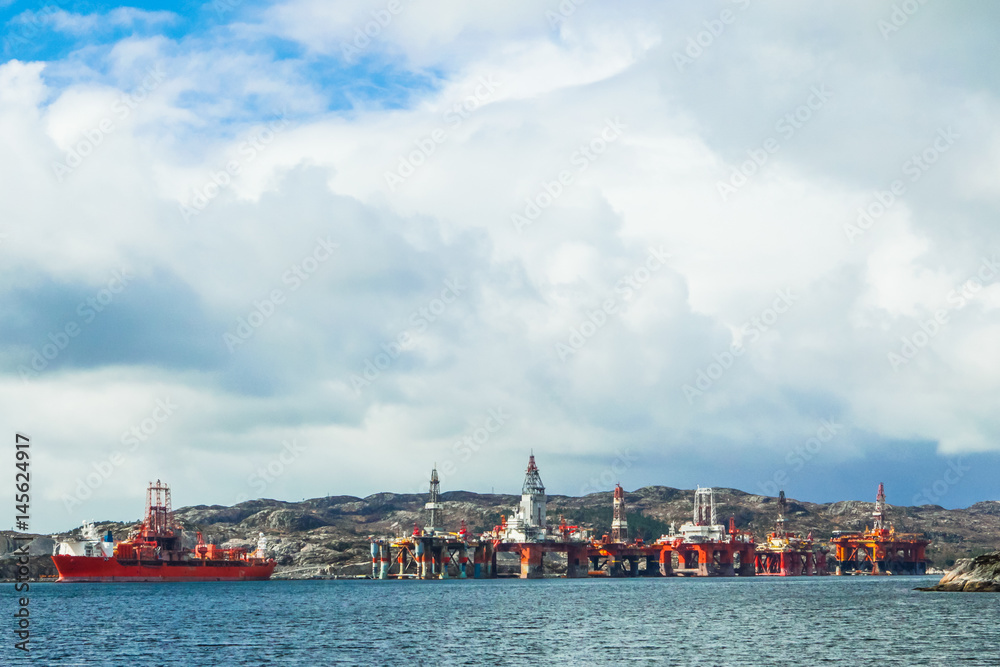 Oil platforms. Mongstad, Norway.