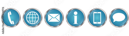 Contact Us- Set of blue buttons with metallic border