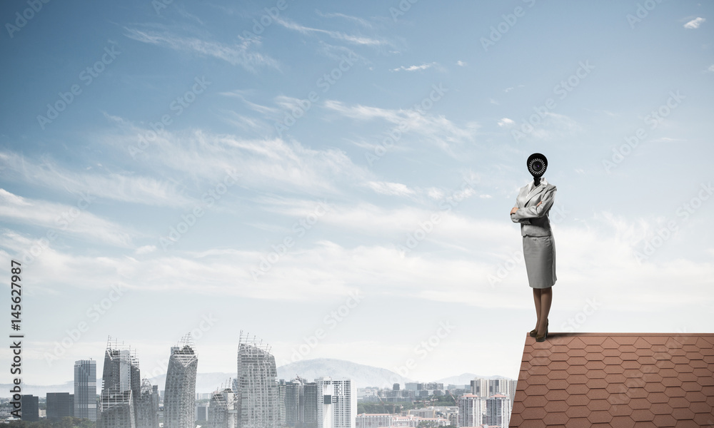 Concept of home security and privacy protection with camera head