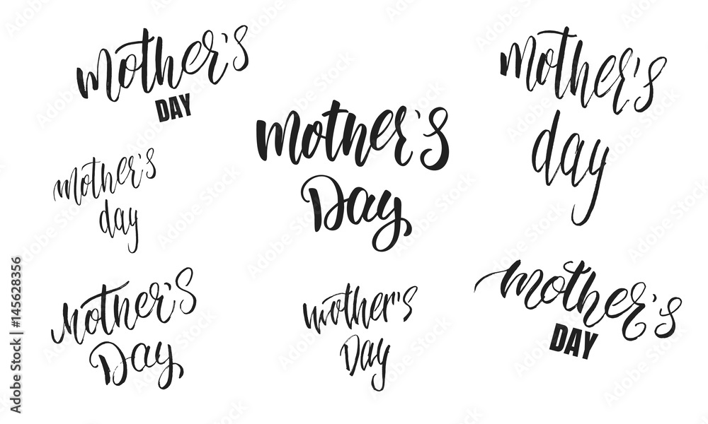 Mother's Day calligraphy set. Lettering design for Mothers Day Holiday