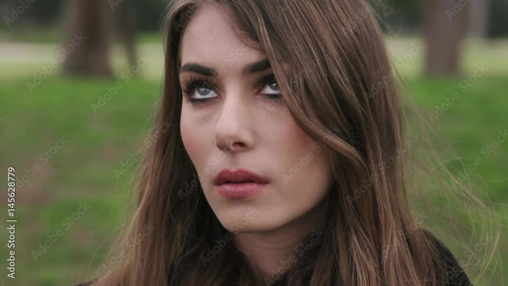 depressed bored cute woman looking up and breaths slowly depressed bored cute woman looking up and breaths slowly