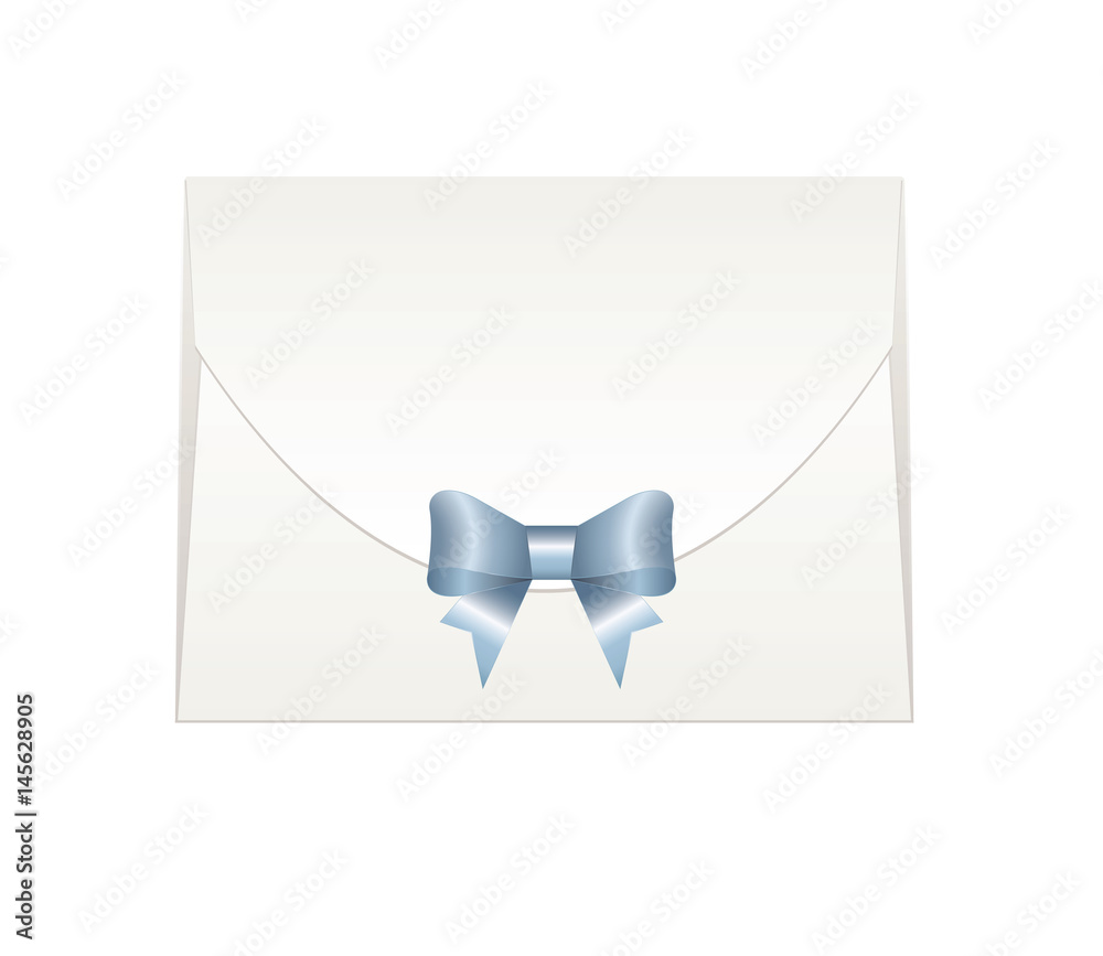 Envelope with Shiny Blue Satin Bow. Envelope with Shiny Blue Satin Bow.