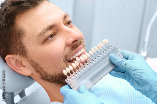 Dentist checking and select...