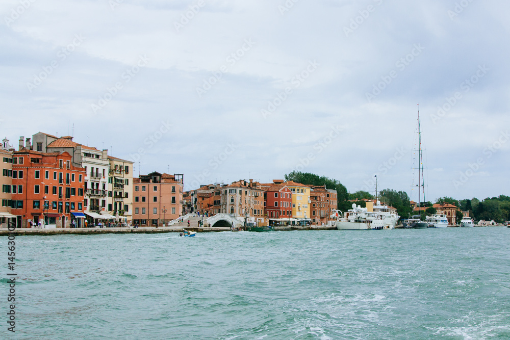 View from the sea to Venice, Italy, summer day.