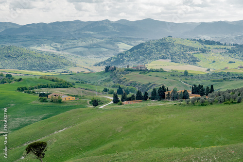 Panorama of Volterra s lands and hills in the spring