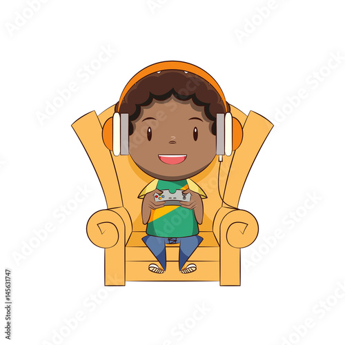 Boy playing video games