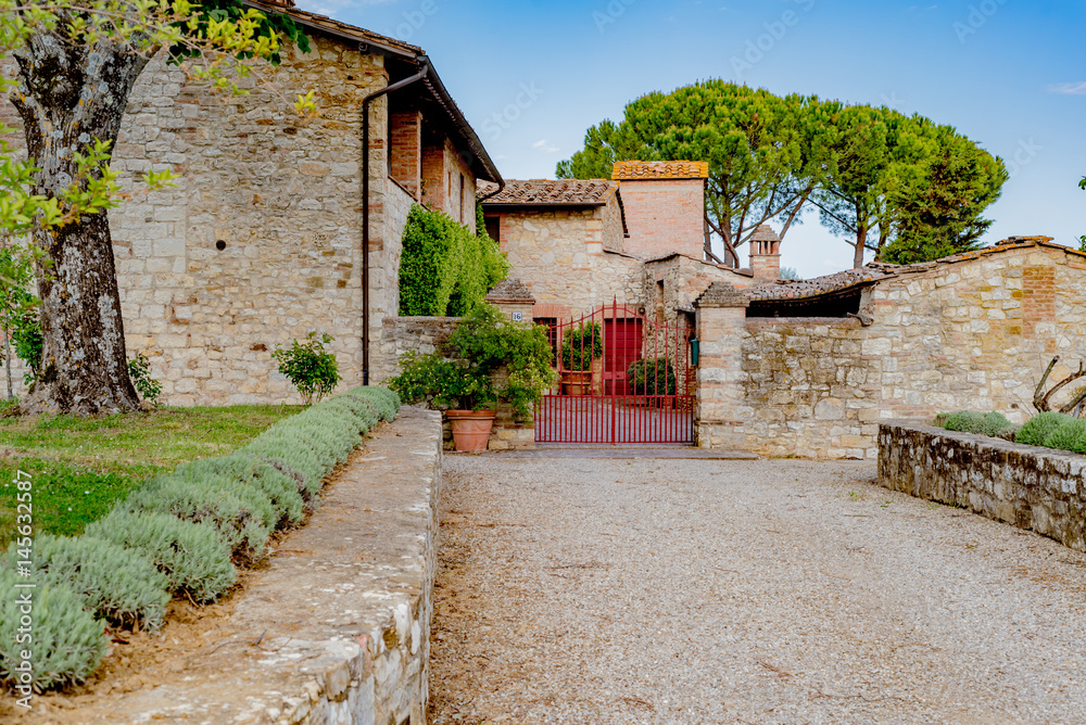 Villas and stone houses in the Tuscan Chianti region