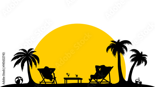 Silhouette Strand und Palmen