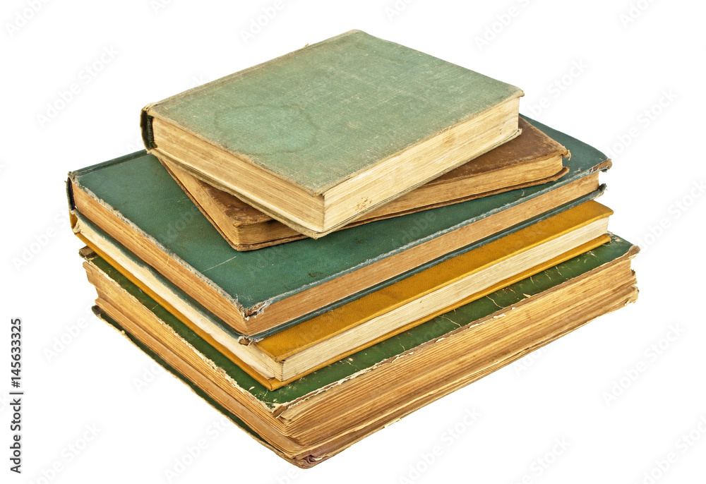 Stack of old colored books on a white background Stack of old colored books on a white background