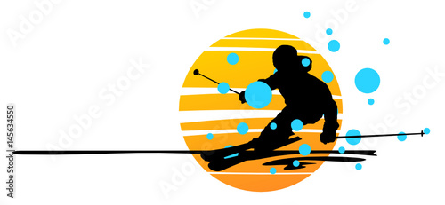 Skifahrer Sonne und Schnee