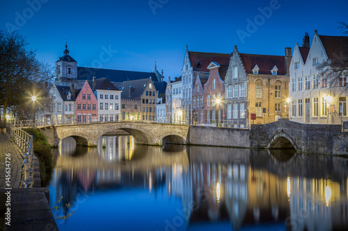 Historic city of Brugge at night, Flanders, Belgium