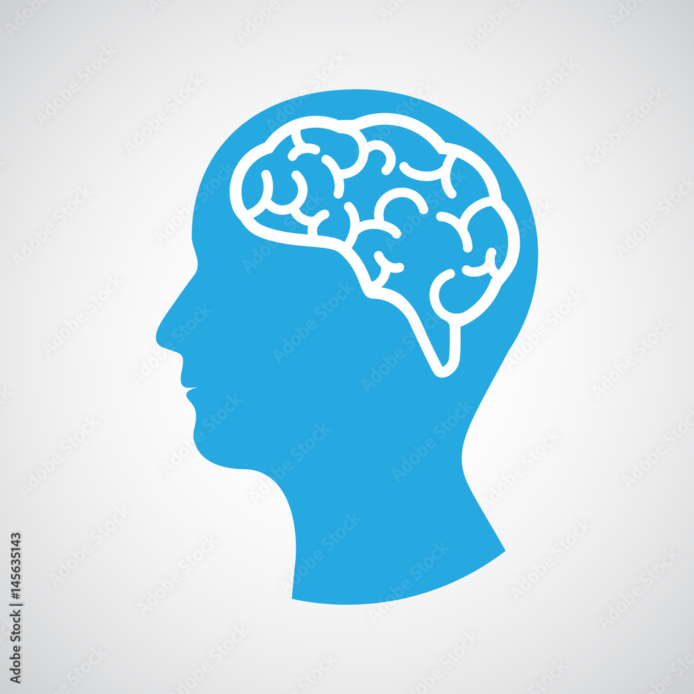 Head with brain. Vector illustration Head with brain. Vector illustration
