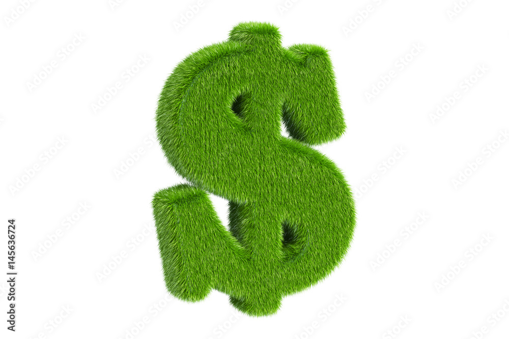 Grassy dollar symbol, 3D rendering Grassy dollar symbol, 3D rendering