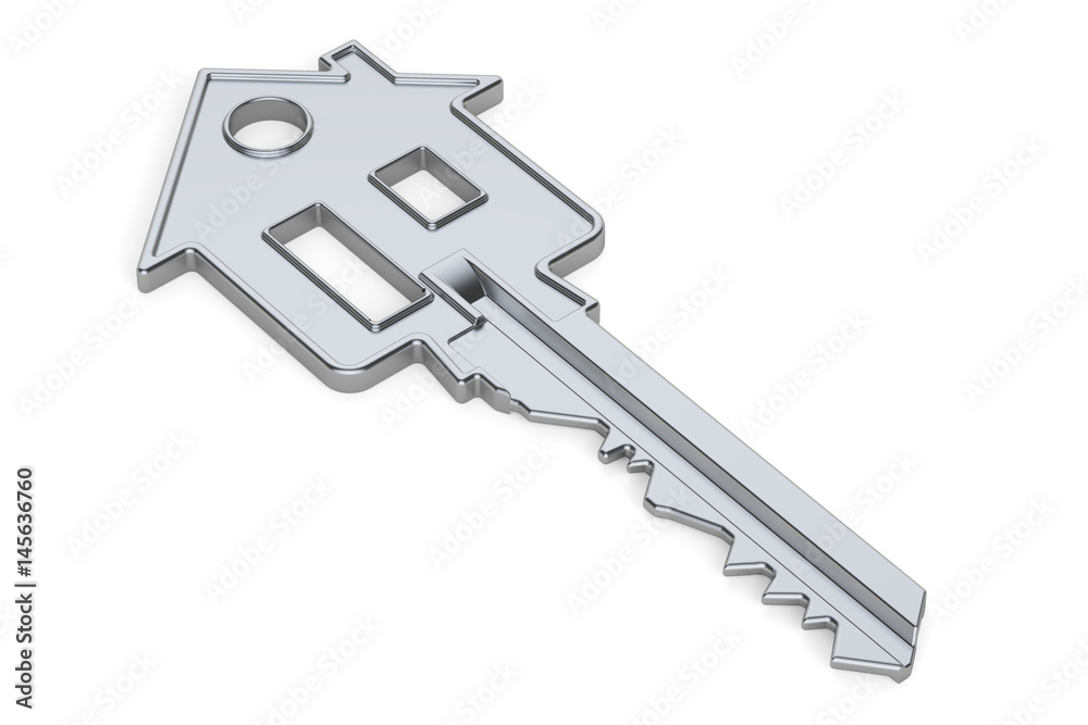 Home key with house silhouette, 3D rendering