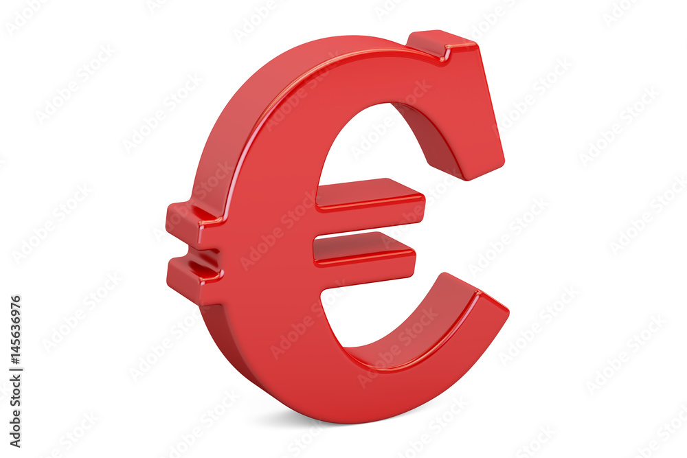 Obraz premium Red euro symbol, 3D rendering