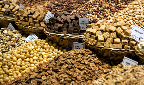 Photography Confectionery at Boqueria market place in Barcelona, Spain