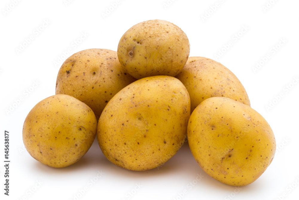 Raw potato isolated on white background.